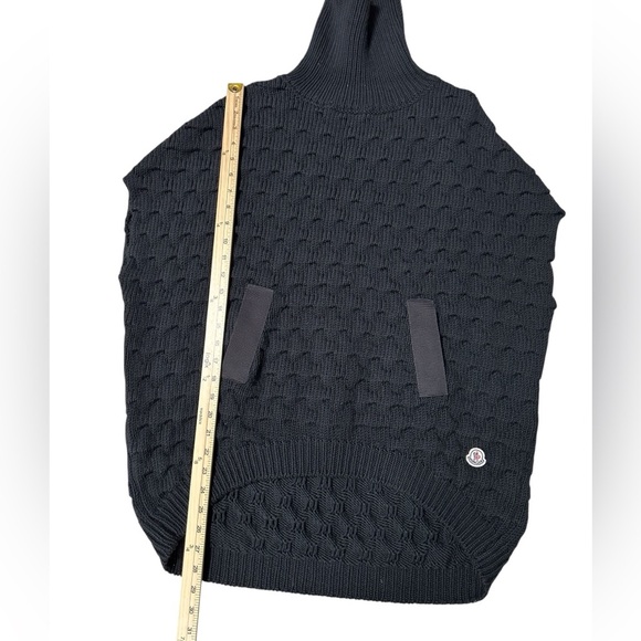 Moncler Virgin Wool Turtleneck Poncho Cape Sweater in Black Size Medium - Picture 8 of 13